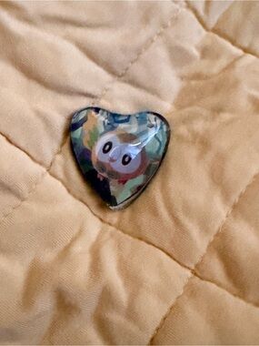 Pokemon Rowlet Heart Pin in Cream and Green
